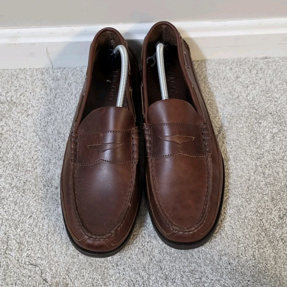 Sebago Sloop FGL Waxed Men's Moccasin Boat Shoe 70002B0/925 Brown Gum NEW Sz 12